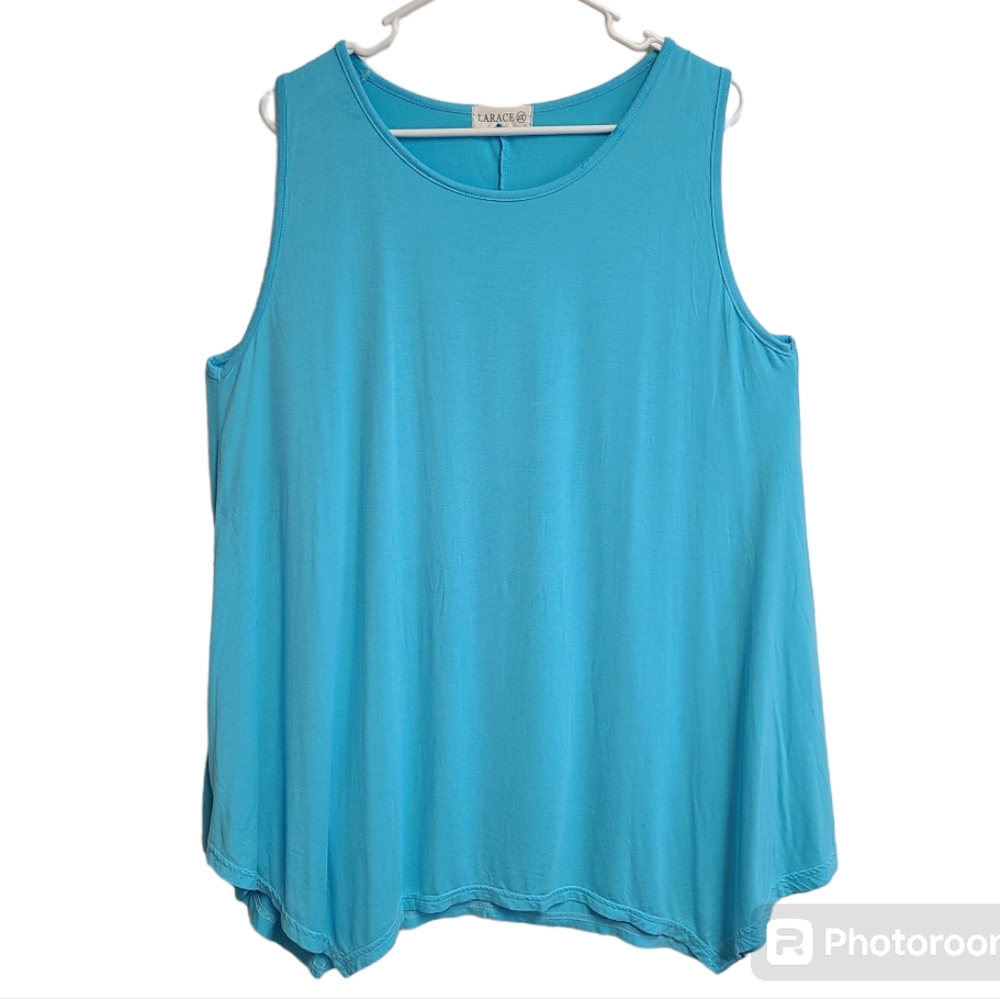 Turquoise tank top 2X aqua tank top 2X flowy tank top 2X solid tank Larace brand